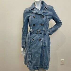 OLD NAVY 2000s Y2K Denim Jean Jacket Trench Coat